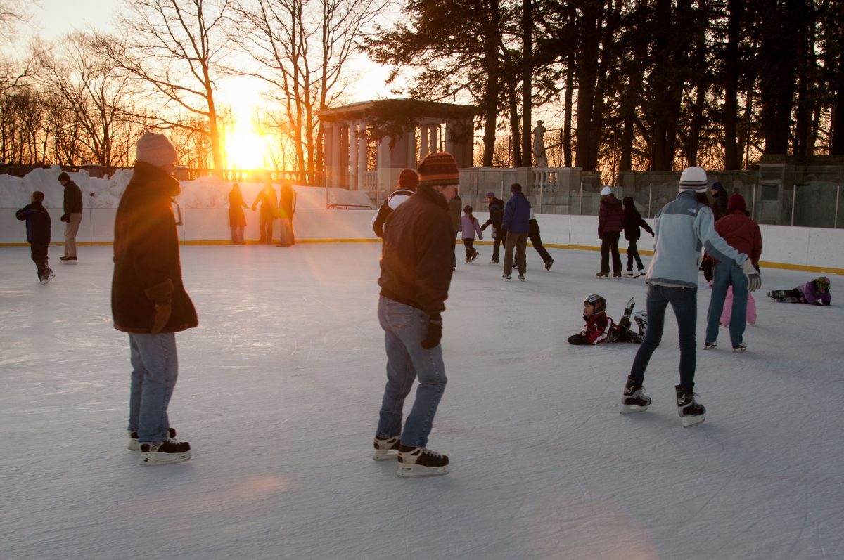 Ice skaters at the Jack Kirrane Ice Skating Rink.